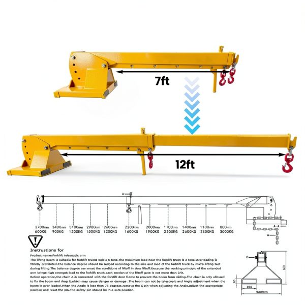 Yokoma Jib Crane 6600LB Capacity Adjustable Angle Forklift-2