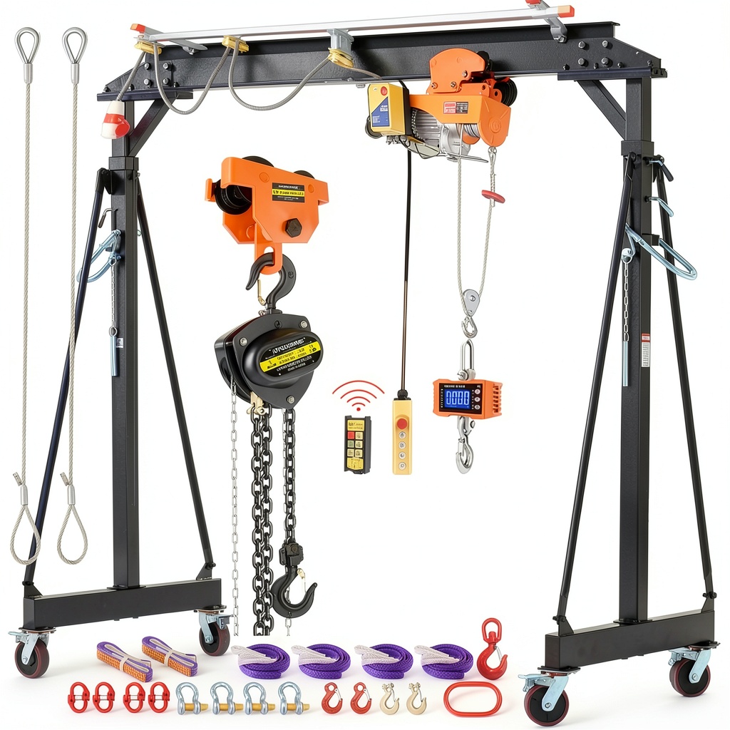 Lyfoo gantry crane in a workshop setting with adjustable height features
