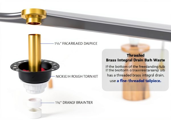 Freestanding Tub Drain Rough-in Kit GNRZZT Brass Pipe PVC Adapter-4