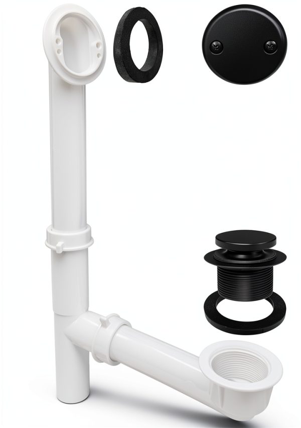 Westbrass 593244-62 1-1/2" Black Tubular Tip-Toe Bath Waste Drain Kit-0