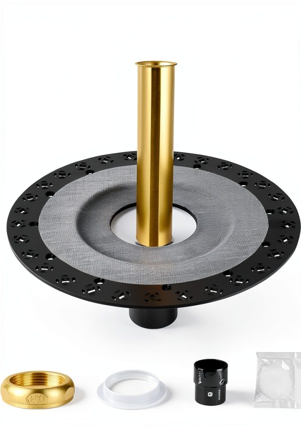 Freestanding Bathtub Drain FERUERW Stainless Steel Rough-In Kit Black-0