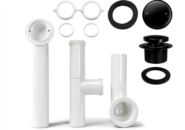 Westbrass 593244-62 1-1/2" Black Tubular Tip-Toe Bath Waste Drain Kit-1