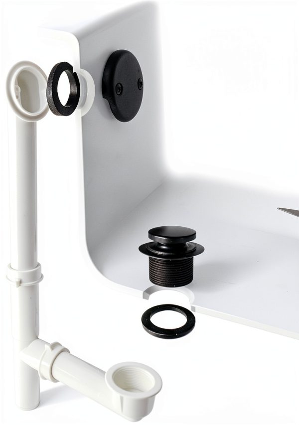 Westbrass 593244-62 1-1/2" Black Tubular Tip-Toe Bath Waste Drain Kit-2
