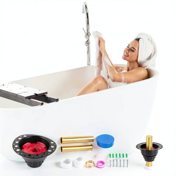 Freestanding Tub Drain Rough-in Kit LHUKSGF Black PVC Adapter-5