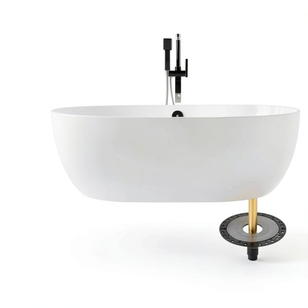 Freestanding Bathtub Drain FERUERW Stainless Steel Rough-In Kit Black-5